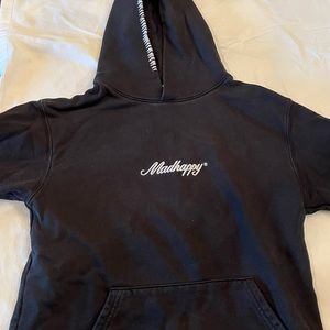 MADHAPPY CLASSIC BLACK COTTON EMBROIDERED HOODIE SIZE MEDIUM
